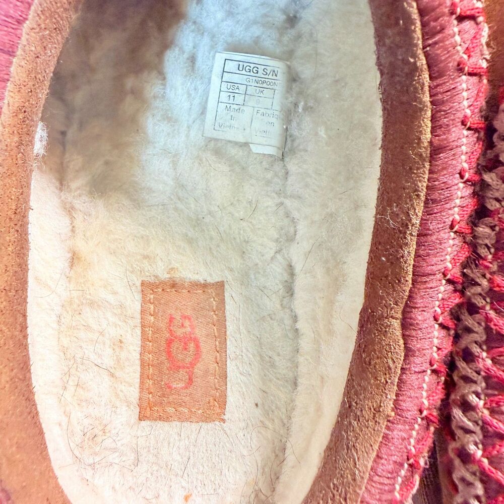 UGG Womens Tazz Chestnut Tan Suede Shearling Slip On Platform Mules Size 11 - Picture 4 of 5